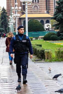 Timisoa şehir merkezinde kolluk kuvvetleri (jandarma) devriye geziyor