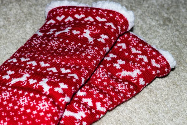 Detail on colorful christmas socks. Christmas socks isolated. — Stock Photo, Image