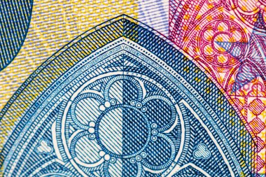 Dünya para kavramı, makro detaylı 20 Euro banknot, makro