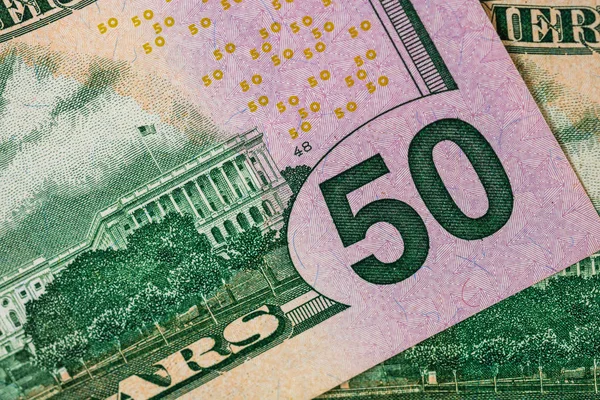 Close up macro detail of dollar money banknotes, detail photo of — Stockfoto