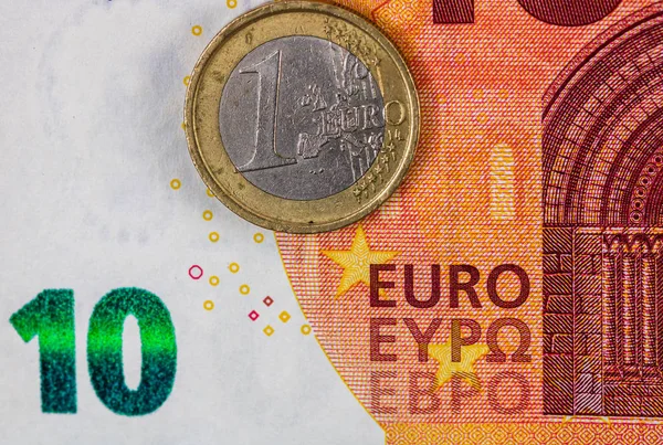 Welt-Geld-Konzept, Makro detailliert auf einer 10-Euro-Banknote, Makro — Stockfoto