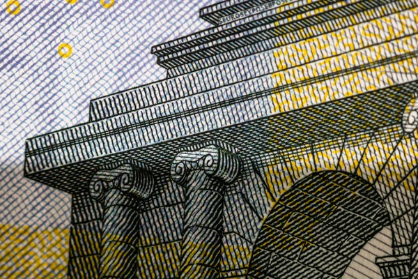 World money concept, macro detailed on a 5 Euro banknote, macro — Stock Photo, Image