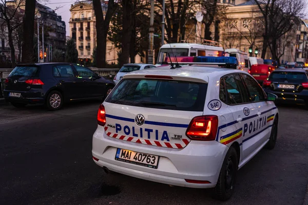 Rumänien polisbil, trafikpolis, rumänsk specialstyrka — Stockfoto