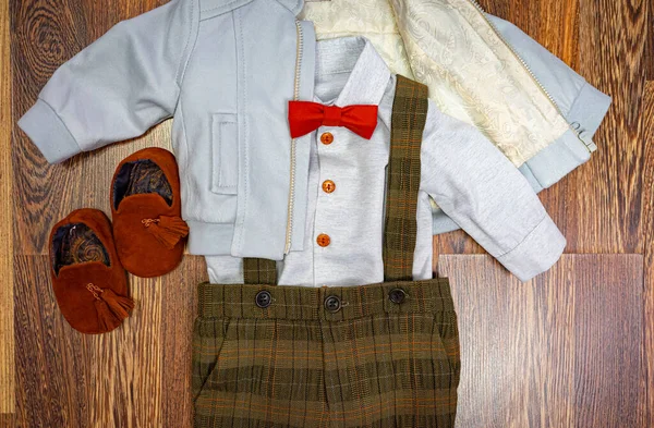 Children, baby suit for baptize party. Stylish baby boy clothing — 스톡 사진