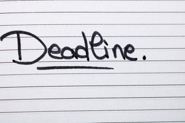 Son teslim tarihi, ofis gündeminde el yazısı metni. Boşluğu kopyala.