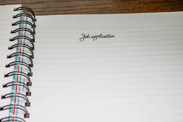 Job application, handwriting text on page of office agenda, offi — 스톡 사진