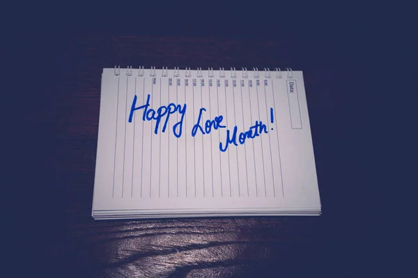 Happy love month, writing love text on paper, lovely message. Te — Stock Photo, Image