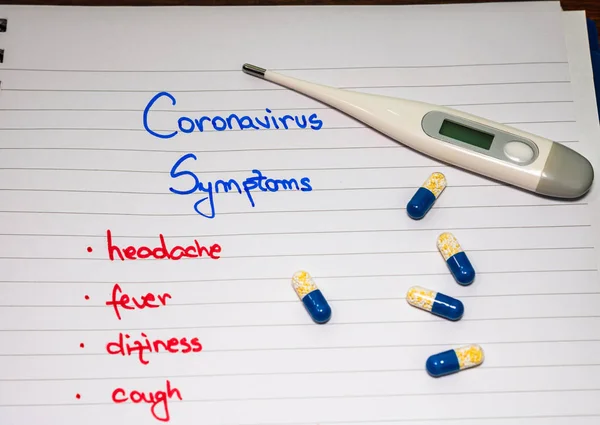 Coronavirus teszt kézírás szöveg papíron, irodai napirenden. C — Stock Fotó