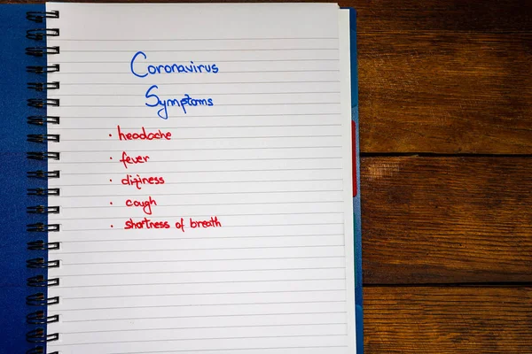 Coronavirus prova il testo della calligrafia su carta, all'ordine del giorno dell'ufficio. C — Foto Stock