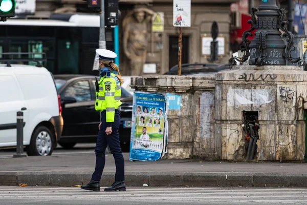 Yönetmen: Polis memuru, Romanya Trafik Polisi (Politia Rutiera) — Stok fotoğraf