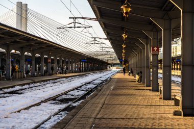 Train platform at Bucharest North Railway Station (Gara de Nord)