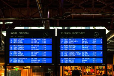 Digital arrivals and departures board on the main railway statio