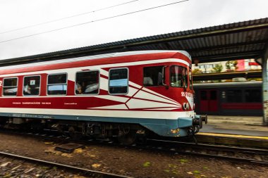 Detail train view. Train on the platform of Bucharest North Rail