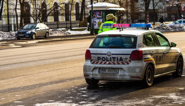 Агенты полиции, Департамент дорожной полиции Румынии (Politia Rutiera) — стоковое фото