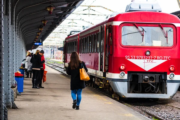 Detail train view. Train on the platform of Bucharest North Rail — ストック写真