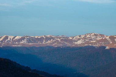 Beautiful winter nature landscape amazing mountain foggy view. B