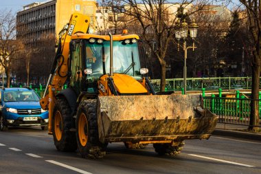 Trafik sıkışıklığında kazıcı, araba kirliliği, trafik sıkışıklığı