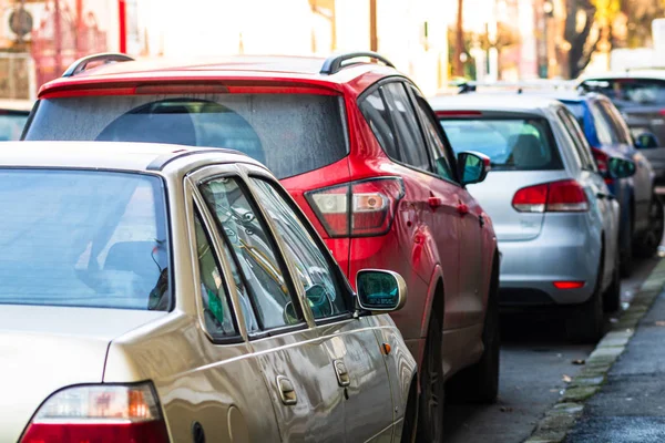 Cars parked along the street. Bucharest, Romania, 2020 — Stock Photo, Image