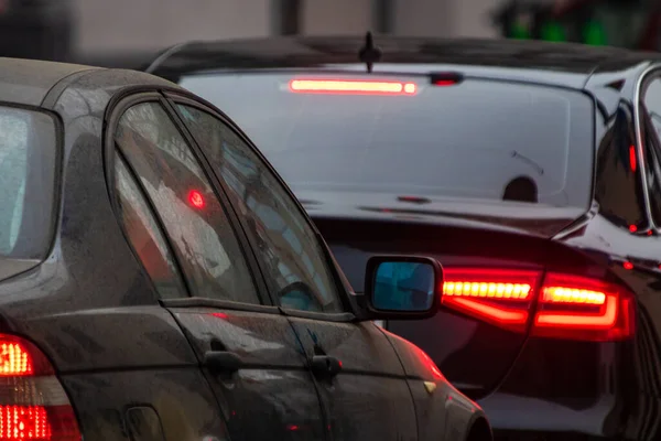 Car Traffic Rush Hour Downtown Area City Car Pollution Traffic — Stock Photo, Image