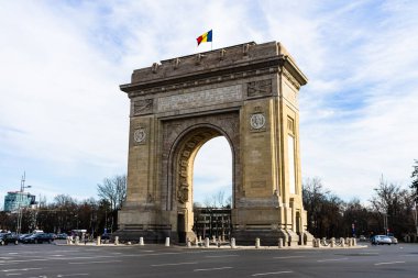 Zafer Kemeri (Arcul de Triumf), Kiseleff Yolu üzerinde, Romanya 'nın Bükreş kentinin kuzey kesiminde, 2020