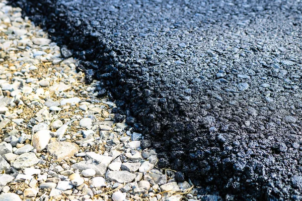 New Layer Asphalt Road Construction Support European Union Structural Funds — Stock Photo, Image