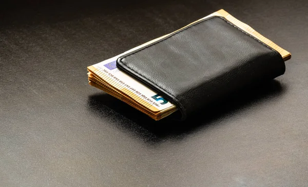 Man Wallet Money Table Wallet Euro — Stock Photo, Image