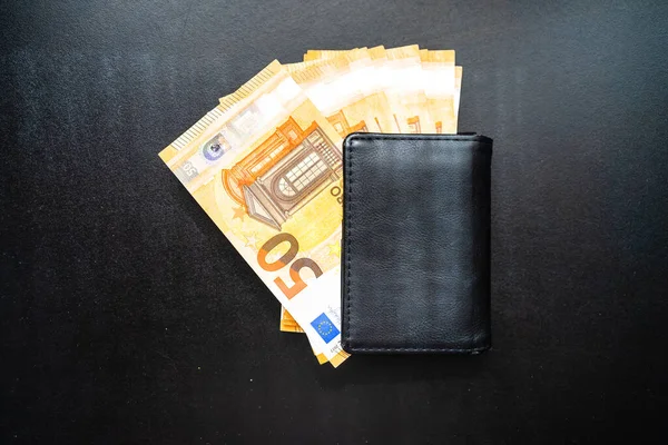 Man Wallet Money Table Wallet Euro — Stock Photo, Image