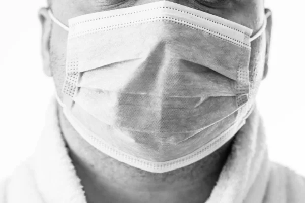 Detalhe Foto Jovem Doente Com Máscara Protetora Médica Ilustra Doença — Fotografia de Stock