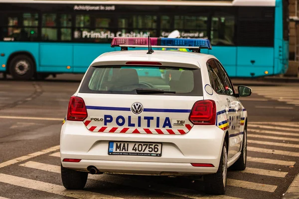 Policía Rumana Politia Rutiera Patrullando Calles Para Evitar Brechas Toque — Foto de Stock