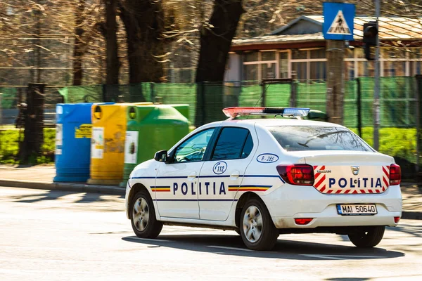 Румынская Полиция Politia Rutiera Патрулирует Улицы Избежать Нарушения Комендантского Часа — стоковое фото