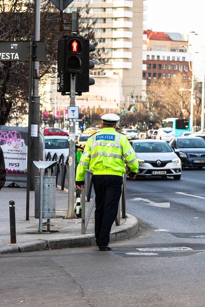 Romanya Polisi Politia Rutiera Romanya Nın Başkenti Bükreş 2020 Yılında — Stok fotoğraf