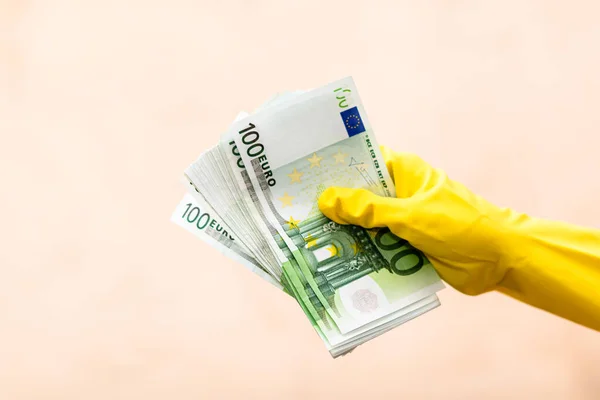 World Money Concept Hand Gloves Receiving Giving Holding 100 Euro Royalty Free Stock Photos