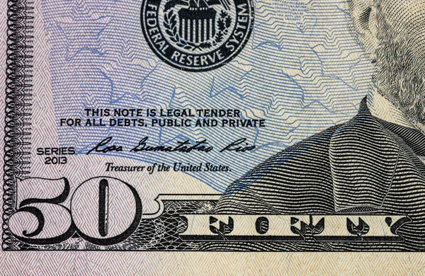 Close Macro Detalhe Notas Dólar Dos Eua Foto Detalhe Dólares — Fotografia de Stock