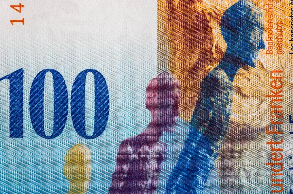 Dicht Macro Detail Van Chf Bankbiljetten Detail Foto Van Zwitserse — Stockfoto