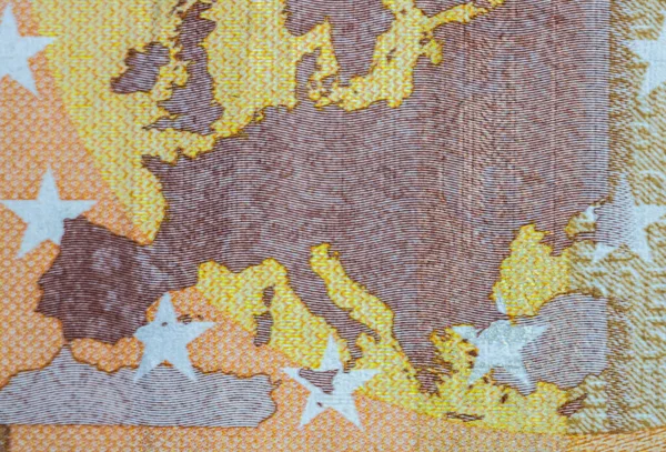 Euro Nun Para Banknotlarının Makro Detaylarını Euro Nun Detaylı Fotoğraflarını — Stok fotoğraf