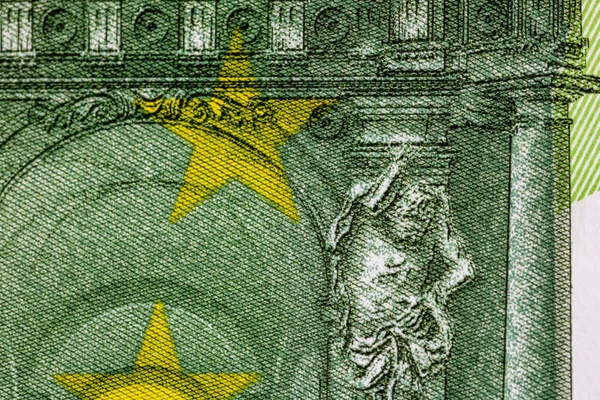 Detalhe Macro Detalhado Das Notas Euro Foto Detalhada Euro Conceito — Fotografia de Stock