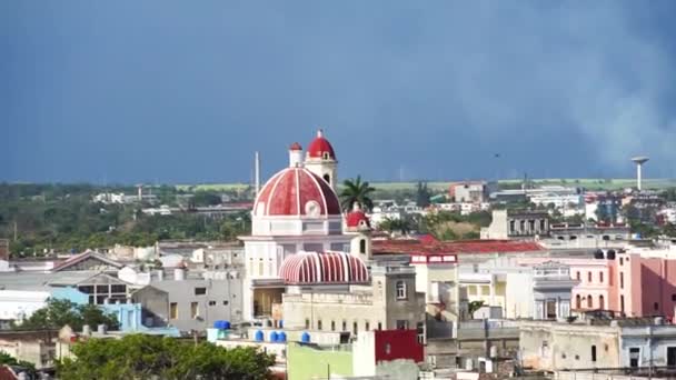 Vysoký Úhel Pohledu Historické Centrum Cienfuegos Kuba Přehled Města Cienfuegos — Stock video