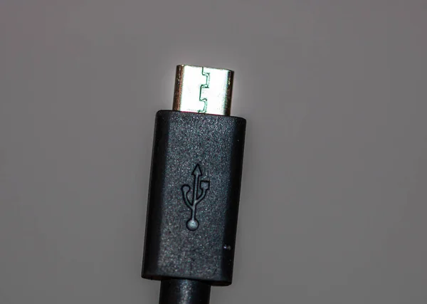 Close Black Usb Cable Isolated Cable Usb Connection — Stock Photo, Image