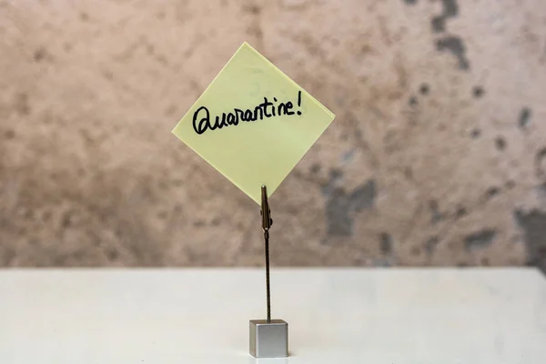 Mise Quarantaine Texte Manuscrit Sur Mémo Post Rappel Isolé Avec — Photo