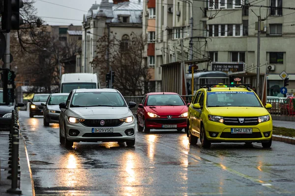 Trafic Automobile Aux Heures Pointe Dans Centre Ville Pollution Automobile — Photo