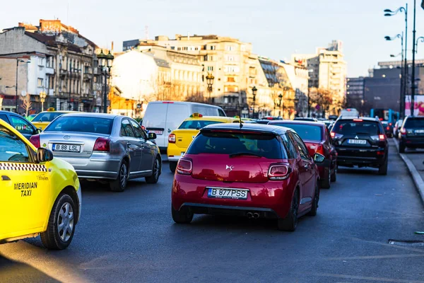 Car Traffic Rush Hour Downtown Area City Car Pollution Traffic — Stock Photo, Image