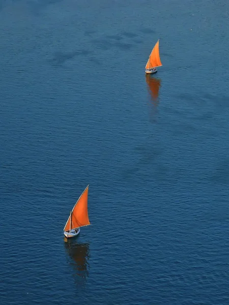 Two sailing boats from a birds eye view
