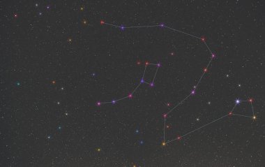 Takımyıldız ursa minör ve draco bizim uzayın sonsuz uzayda fotoğrafı