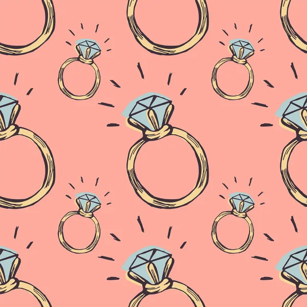 Diamanten ring naadloos patroon. doedel — Stockvector