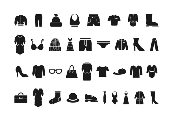 Ensemble d'icônes vêtements . — Image vectorielle