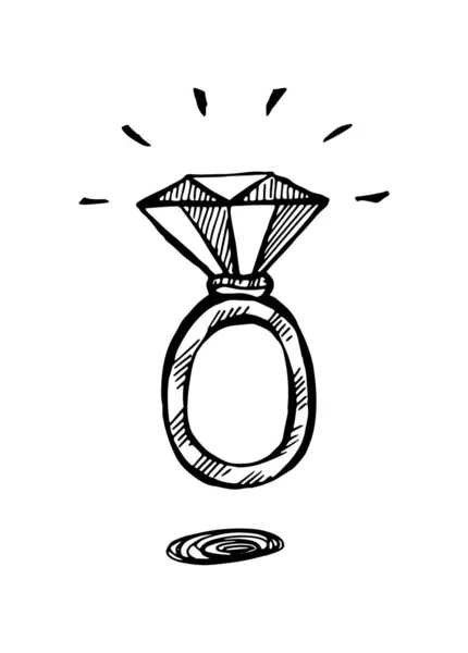 Anillo de diamantes Doodle . — Archivo Imágenes Vectoriales