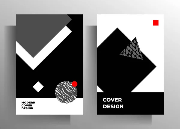 Geometric Cover Design Book Magazine Catalog Brochure Poster Template Set — Stock Vector