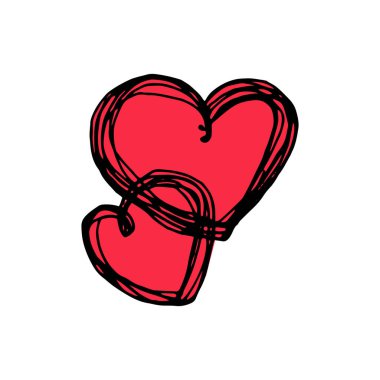 Kalpler. El çizimi karalama rengi izole edilmiş. Vektör 10 EPS.