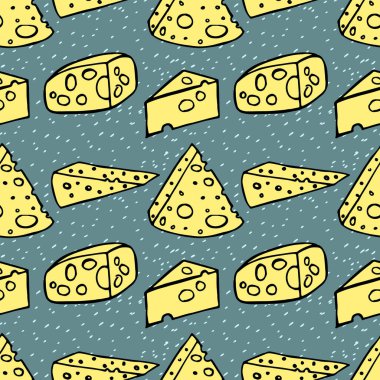 Peynir izi yok. El çizimi renk çizimi vektör çizimi.