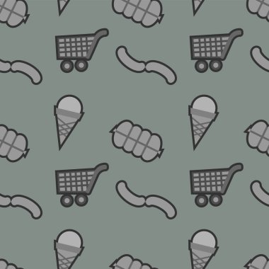 Gri arkaplandaki bakkaliyeler pürüzsüz. Vektör illüstrasyonu.